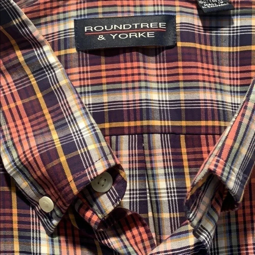 Roundtree & Yorke Plaid Button-Down Shirt 3XLT